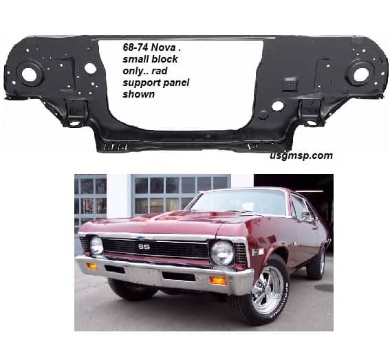 Radiator Support Panel: Nova 68-74 SB V8